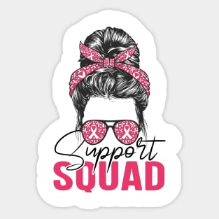 Messy Bun Support Squad Breast Cancer Awareness Sticker